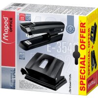 Maped Heftgerät- & Locher-Set Essentials, schwarz
