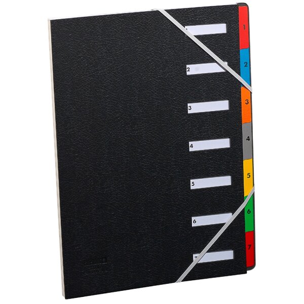 extendos Pultordner, DIN A4, 1-7, 7 Fächer, schwarz