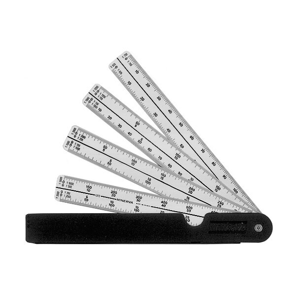 MINERVA Echelle de réduction en éventail, en plastique
