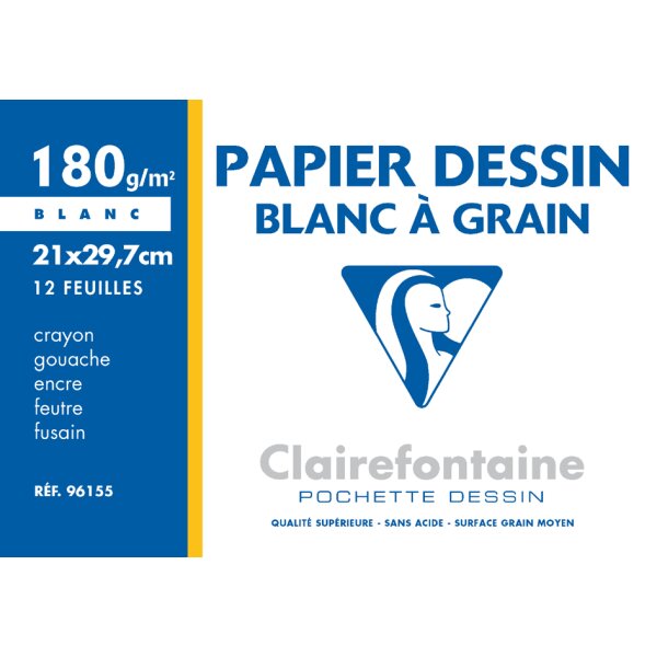 Clairefontaine Zeichenpapier "Blanc à Grain", 210 x 297 mm
