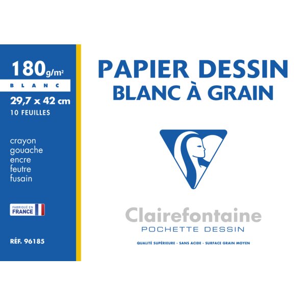 Clairefontaine Zeichenpapier "Blanc &agrave; Grain", 297 x 420 mm