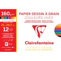 Clairefontaine Papier dessin à Grain, couleurs vives