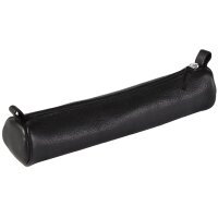 Clairefontaine Trousse petite ronde, cuir noir vieilli