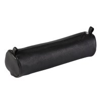 Clairefontaine Trousse petite ronde, cuir noir vieilli