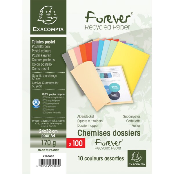 EXACOMPTA Chemises FOREVER 250, A4, violet