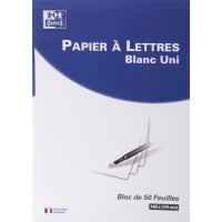 Oxford Bloc de correspondance, A4, blanc, ligné