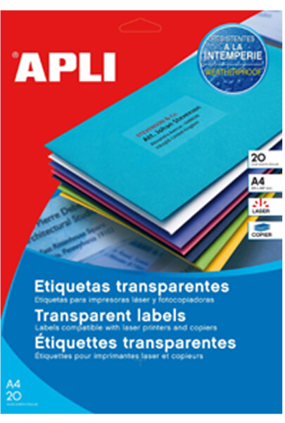 APLI Etiquettes translucides, 63,5 x 38,1 mm
