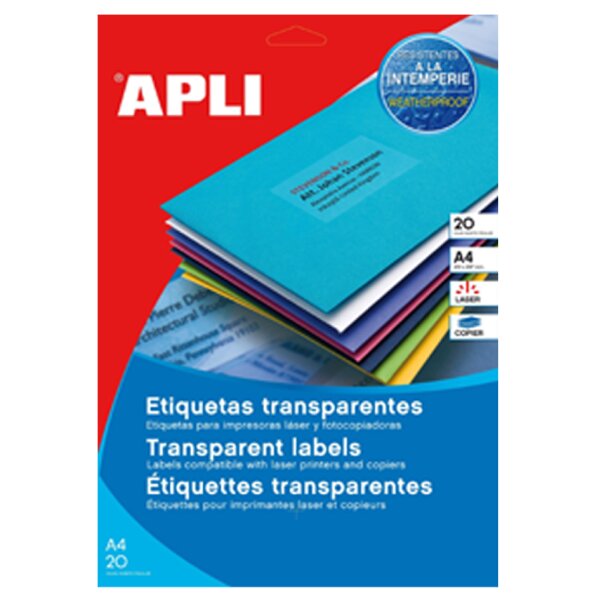 APLI Etiquettes adresse transparentes, 99,1 x 67,7 mm