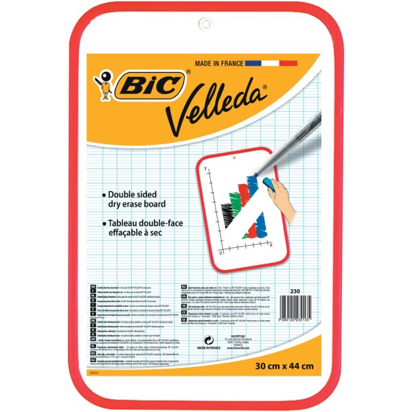 BIC Tableau blanc Velleda, 2 faces, dimensions: 300 x 440 mm