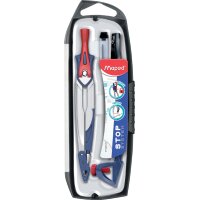 Maped Coffret de compas Stop System, set de 3 pièces, bleu