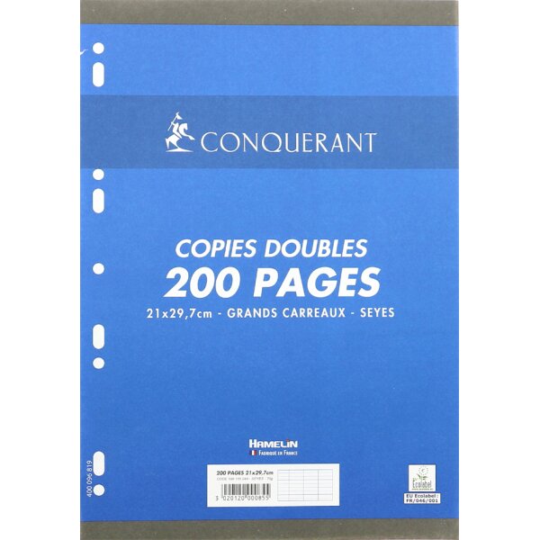 CONQUERANT SEPT Copies doubles 170 x 220 mm,Seyès, 200 pages