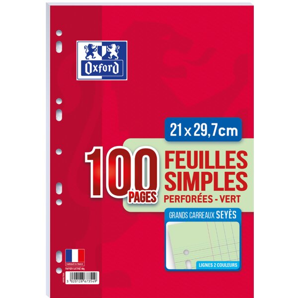 Oxford Ringbucheinlagen, SEYES, Farbe: grün, 80 g