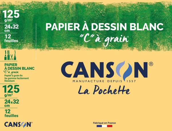 CANSON Papier à dessin C à grain, 320 x 240 mm, 125 g/m2