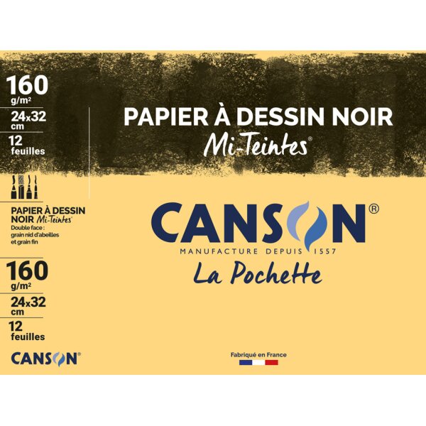 CANSON Zeichenpapier Mi-Teintes, 320 x 240 mm, schwarz