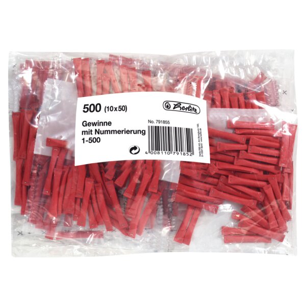 herlitz Gewinnlose, nummeriert 1-500, rot