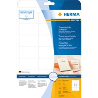 HERMA Inkjet-Etiketten, 210 x 297 mm, transparent