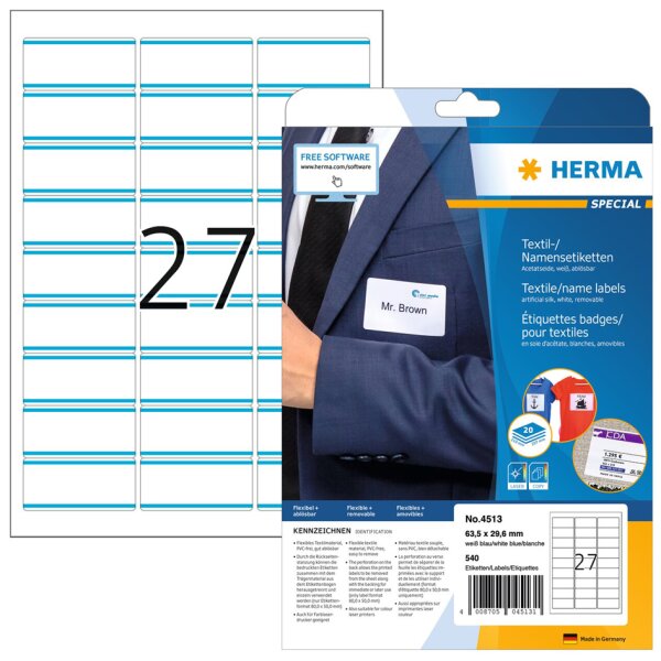HERMA Namensetiketten SPECIAL, 63,5 x 29,6 mm, Streifen rot