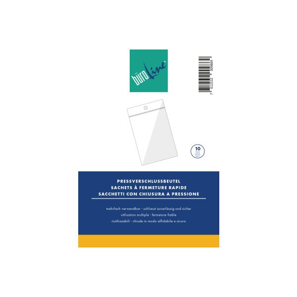 BÜROLINE Pressverschl. Beutel 115×155mm 421115 transparent 10 Stück