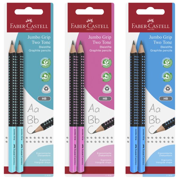 FABER-CASTELL Bleistift Jumbo GRIP TWO TONE, Blisterkarte