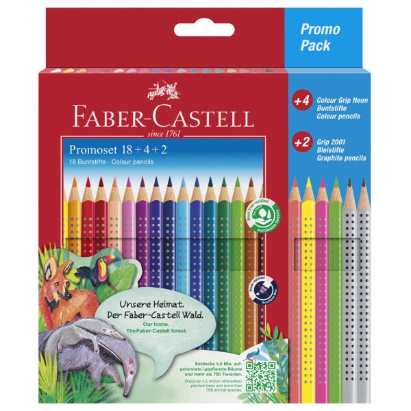 FABER-CASTELL Crayon couleur triangle ColourGRIP, &eacute;tui promo