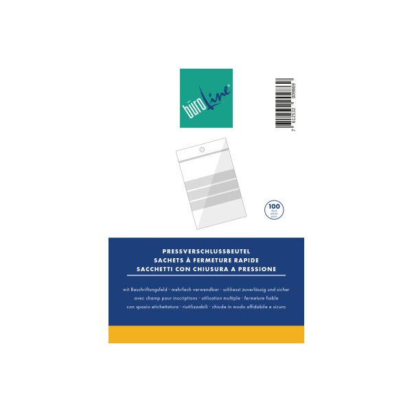 B&Uuml;ROLINE Sachets fermeture 220&times;305mm 422307 transp. 100 pcs.