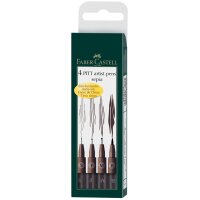FABER-CASTELL Feutre PITT artist pen, étui de 4, noir
