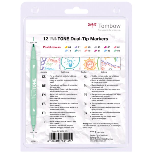 Tombow Doppelfasermaler "TwinTone" Pastell Colours, 12er Set
