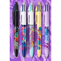 BIC Stylo à bille rétractable 4 Colours Decors, présentoir