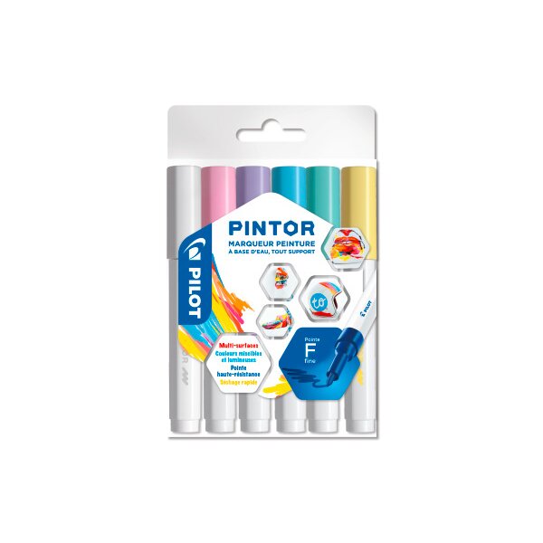 PILOT Marker Set Pintor F 1.0mm S6/0517467 6 couleurs pastel