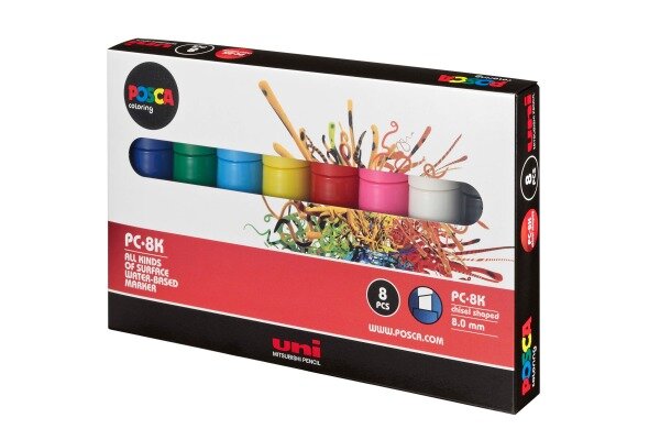 UNI-BALL Posca Marker 8mm PC-8K 8P 8 Farben ass. 8 Stück