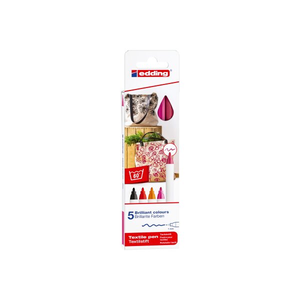 EDDING Textilstift 4600 3946 Warm Color 5 Stück