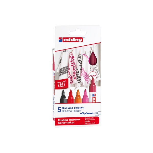 EDDING Textilmarker 4500 3949 Warm Color 5 Stück