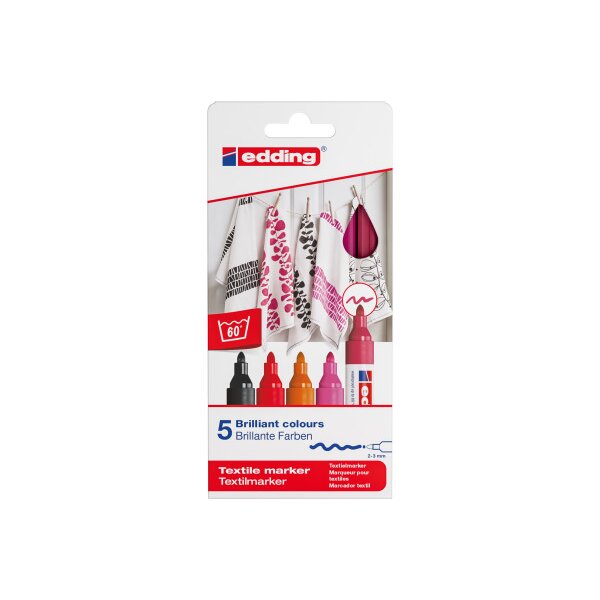 EDDING Textilmarker 4500 3949 Warm Color 5 Stück