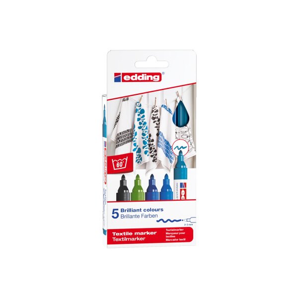 EDDING Textilmarker 4500 3950 Cool Color 5 Stück