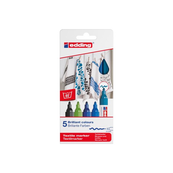 EDDING Textilmarker 4500 3950 Cool Color 5 Stück