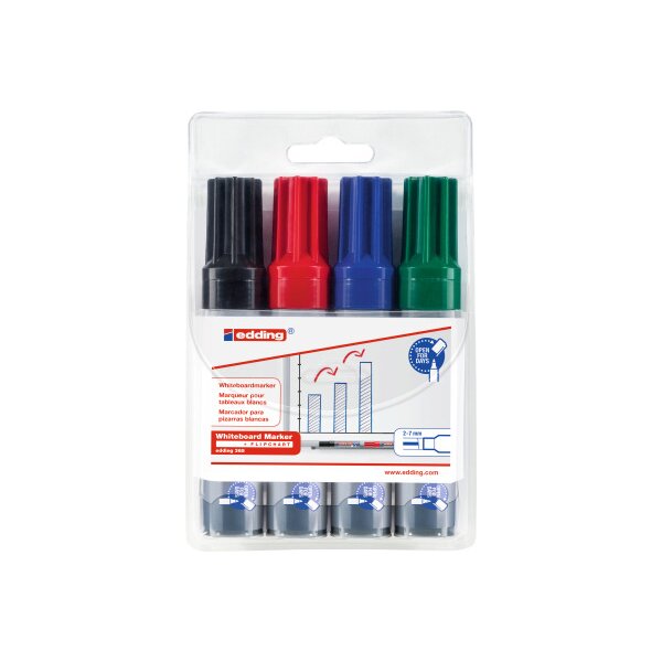 EDDING Whiteboard Marker 365 2-7mm 365-E4 noir,rouge,bleu,vert 4 pcs.