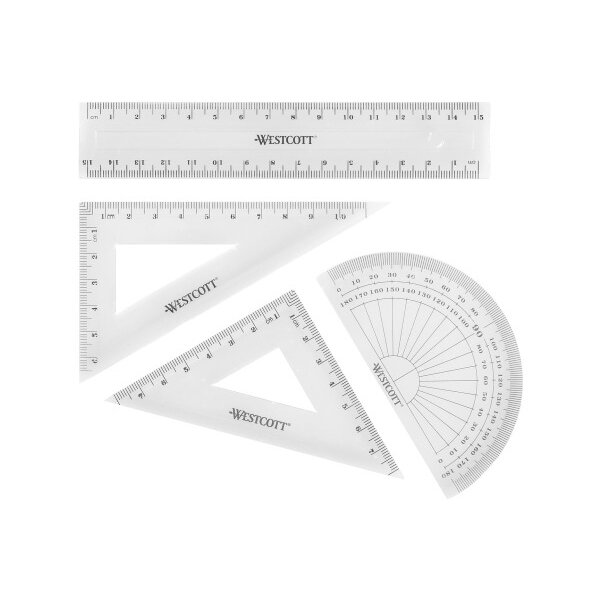 WESTCOTT Set équerre E-10303 00 transparent 4 pcs.