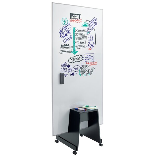 sigel Tableau blanc mobile Meet up, blanc/argent