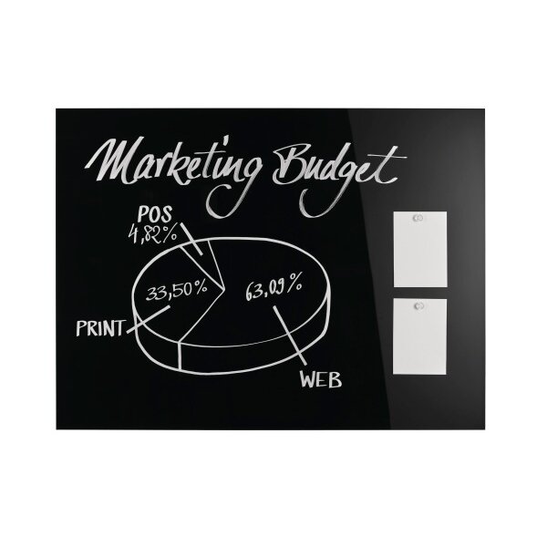 MAGNETOPLAN Design-Glasboard 1200x900mm 13404012 schwarz, magnetisch