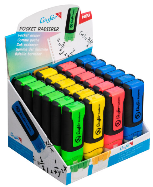 Läufer Kunststoff-Radierer Pocket, 24er Display
