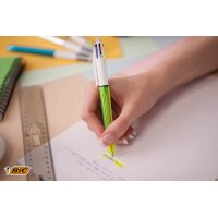 BIC Stylo à bille rétractable 4 Colours Fluo
