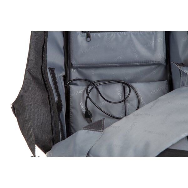 Lightpak Sac à dos SAFEPAK, avec port USB, gris