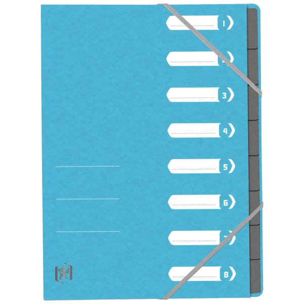 Oxford Trieur Top File+, A4, 8 compartiments, bleu clair