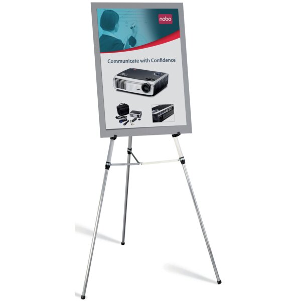 nobo Pr&eacute;sentoir t&eacute;l&eacute;scopique pour tableau, aluminium blanc