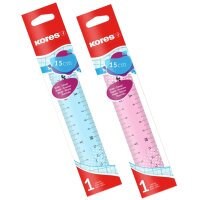 Kores Règle plate, 300 mm, transparent, assorti