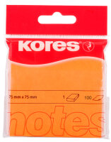 Kores Note adhésive NEON, 75 x 75 mm, uni, orange...