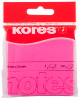 Kores Note adhésive NEON, 75 x 75 mm, uni, rose fluo