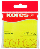 Kores Note adhésive NEON, 75 x 75, uni, jaune fluo