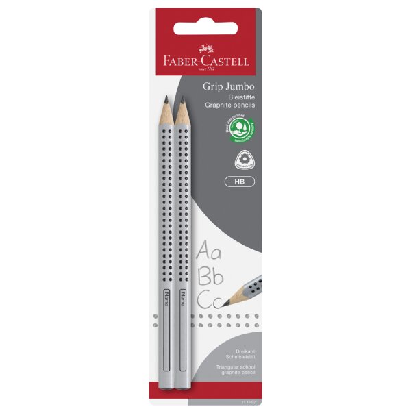 FABER-CASTELL Bleistift Jumbo GRIP, 2er Blisterkarte