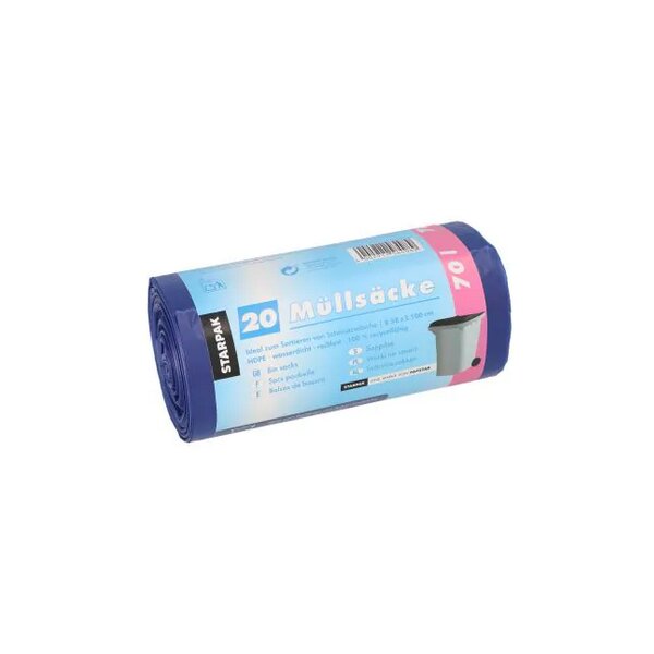 STARPAK Sac poubelle HDPE, 60 litres, blanc